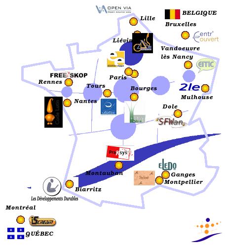 La carte de France des entreprises du réseau Libre Entreprise